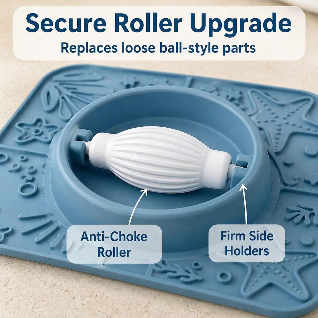 Pawpace 2-In-1 Heavy Duty Dog Lick Mat & 1 KG Slow Feeder Bowl with Upgraded Roller for Big Dogs- 500Ml No-Choking Pet Lick Bowl, Non-Slip Suction Cups, Anxiety Relief Enrichment Toy