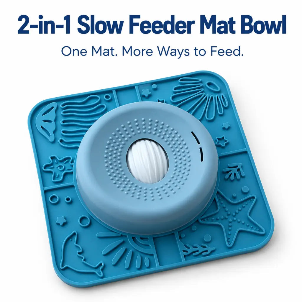 Pawpace 2-In-1 Heavy Duty Dog Lick Mat & 1 KG Slow Feeder Bowl with Upgraded Roller for Big Dogs- 500Ml No-Choking Pet Lick Bowl, Non-Slip Suction Cups, Anxiety Relief Enrichment Toy