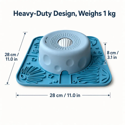 Pawpace 2-In-1 Heavy Duty Dog Lick Mat & 1 KG Slow Feeder Bowl with Upgraded Roller for Big Dogs- 500Ml No-Choking Pet Lick Bowl, Non-Slip Suction Cups, Anxiety Relief Enrichment Toy